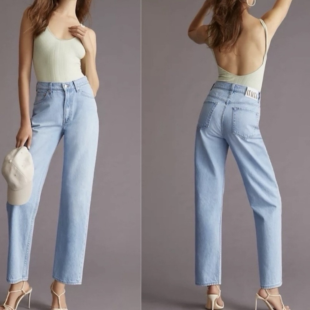MOTHER The Snacks Jeans Womens Size 34 34x28 Light Wash Wide Straight Relaxed